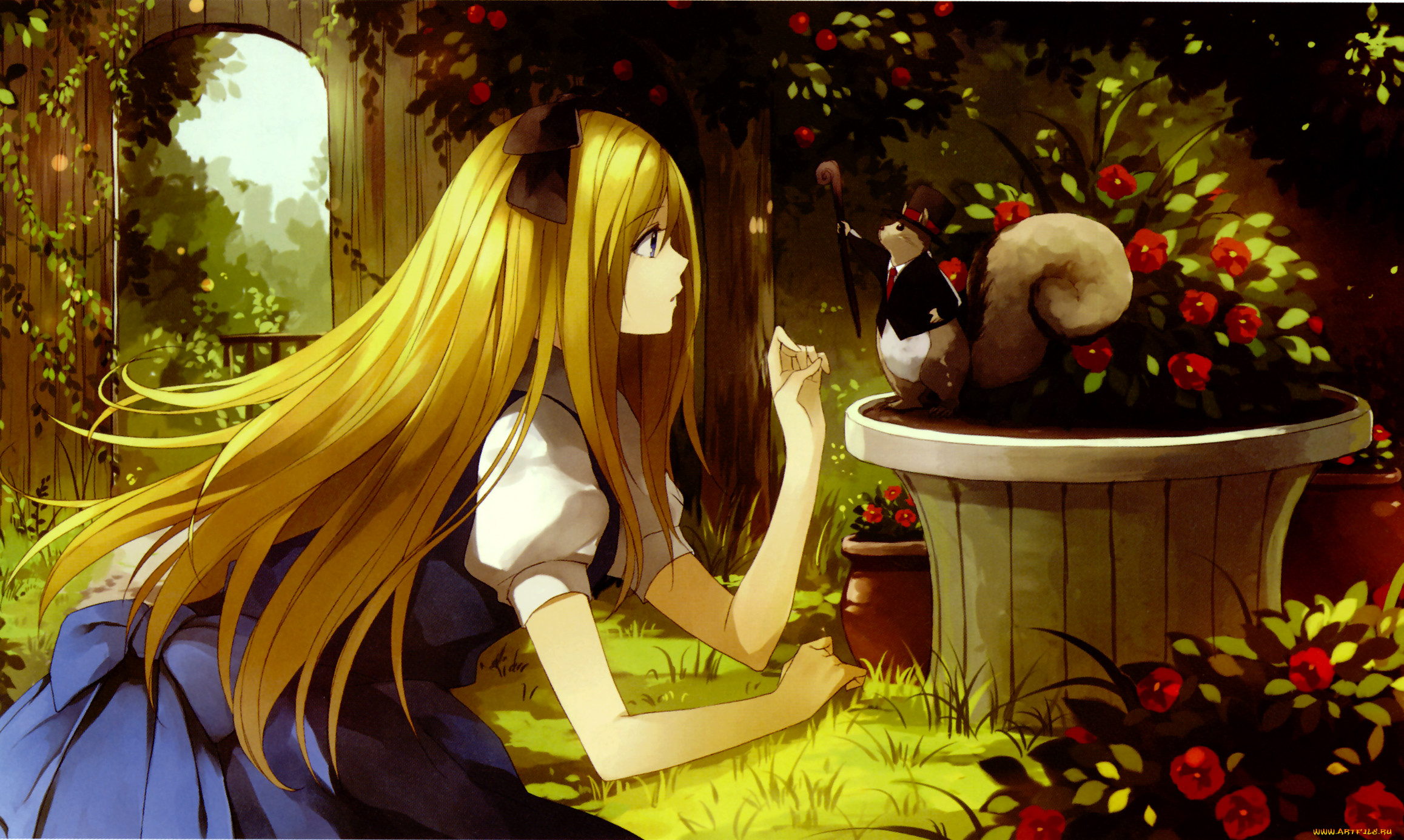, alice, in, wonderland, garden